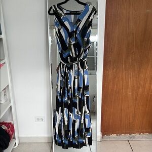Chic Blue and Black Maxi Dress